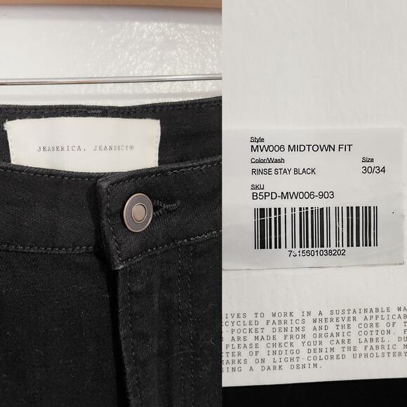 Jeanerica NWT Midtown Fit MW006 Cigarette Slim Straight Jeans in Black Size 30 - Picture 11 of 12